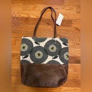 NWT Canvas and Leather Tote Bag